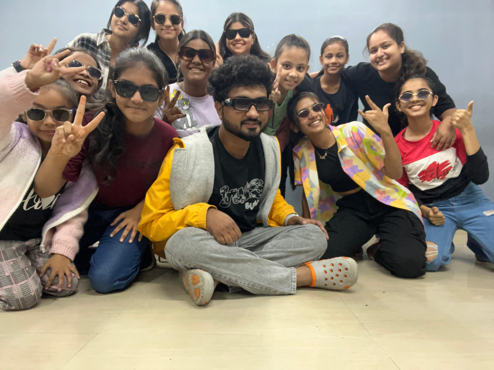 Studio group photo with dance students